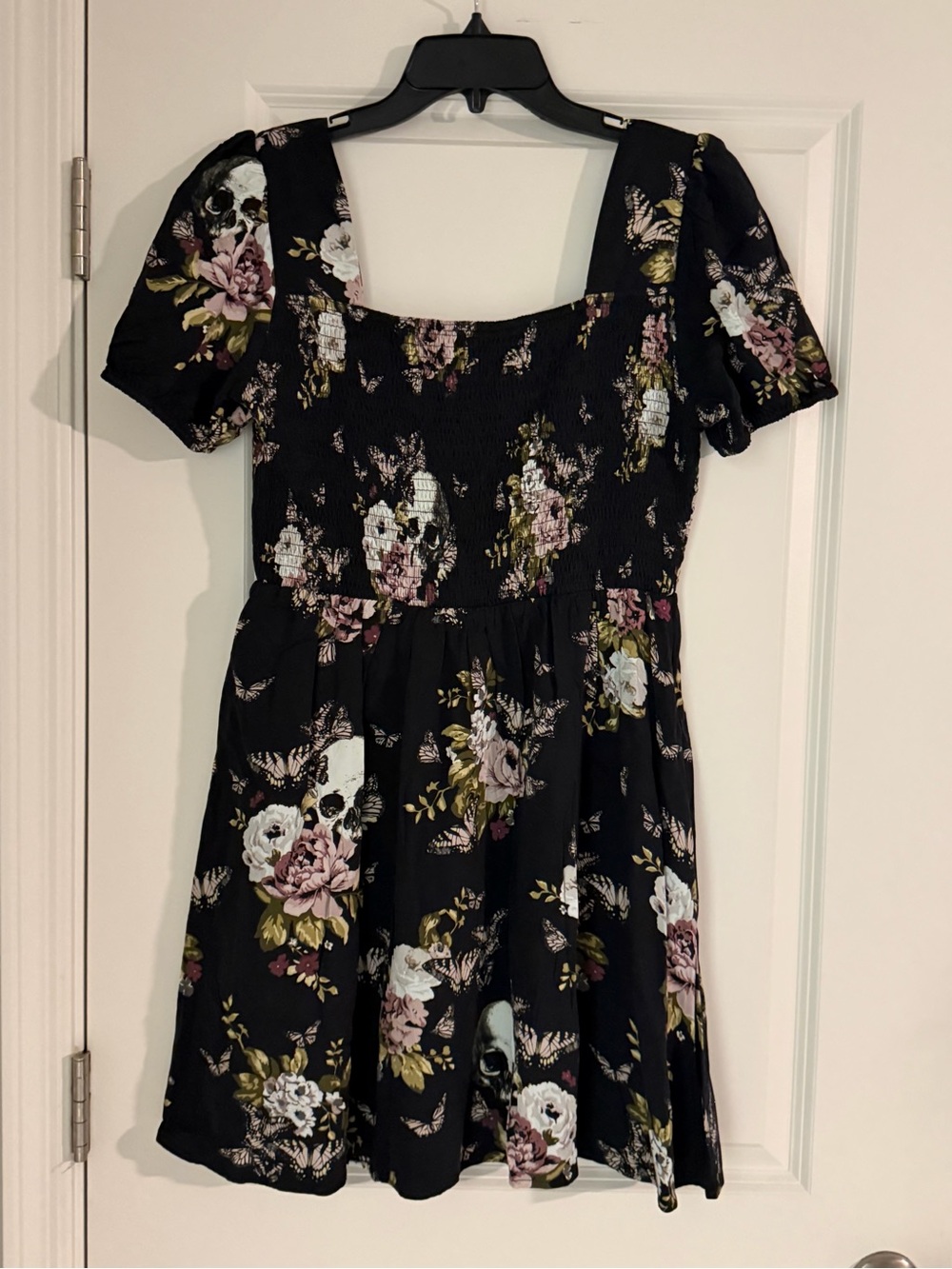 Disturbia Revival Floral Puff Sleeve Shirred Mini Dress